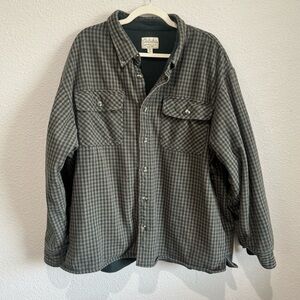 Cabela’s Men’s Sherpa Lined Green Plaid Heavyweight Jacket Shacket Gorpcore 2XL